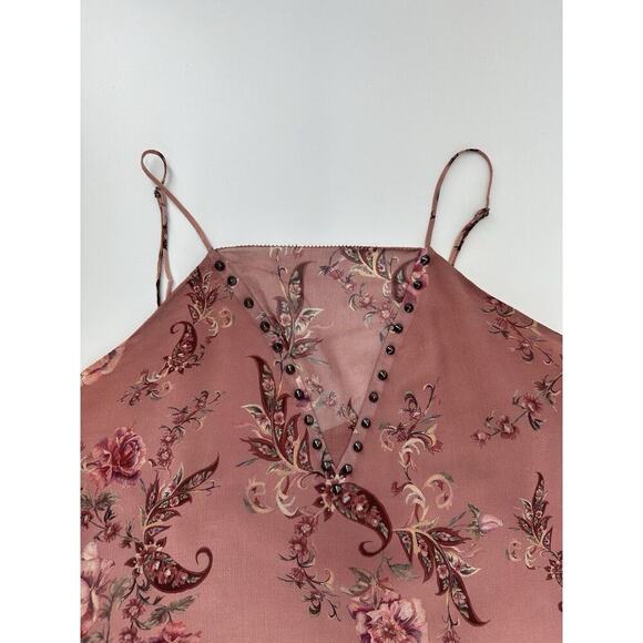 HAUTE HIPPIE Top Women’s Size Small No Regrets Cami Silk Pink Blouse Studded - Picture 7 of 9